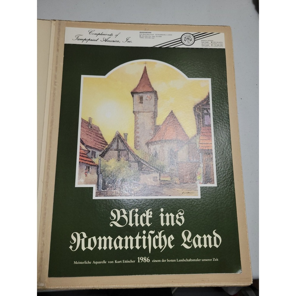 Vintage 1986 German Wall Calendar Esslinger Kalender Esslingen Germany